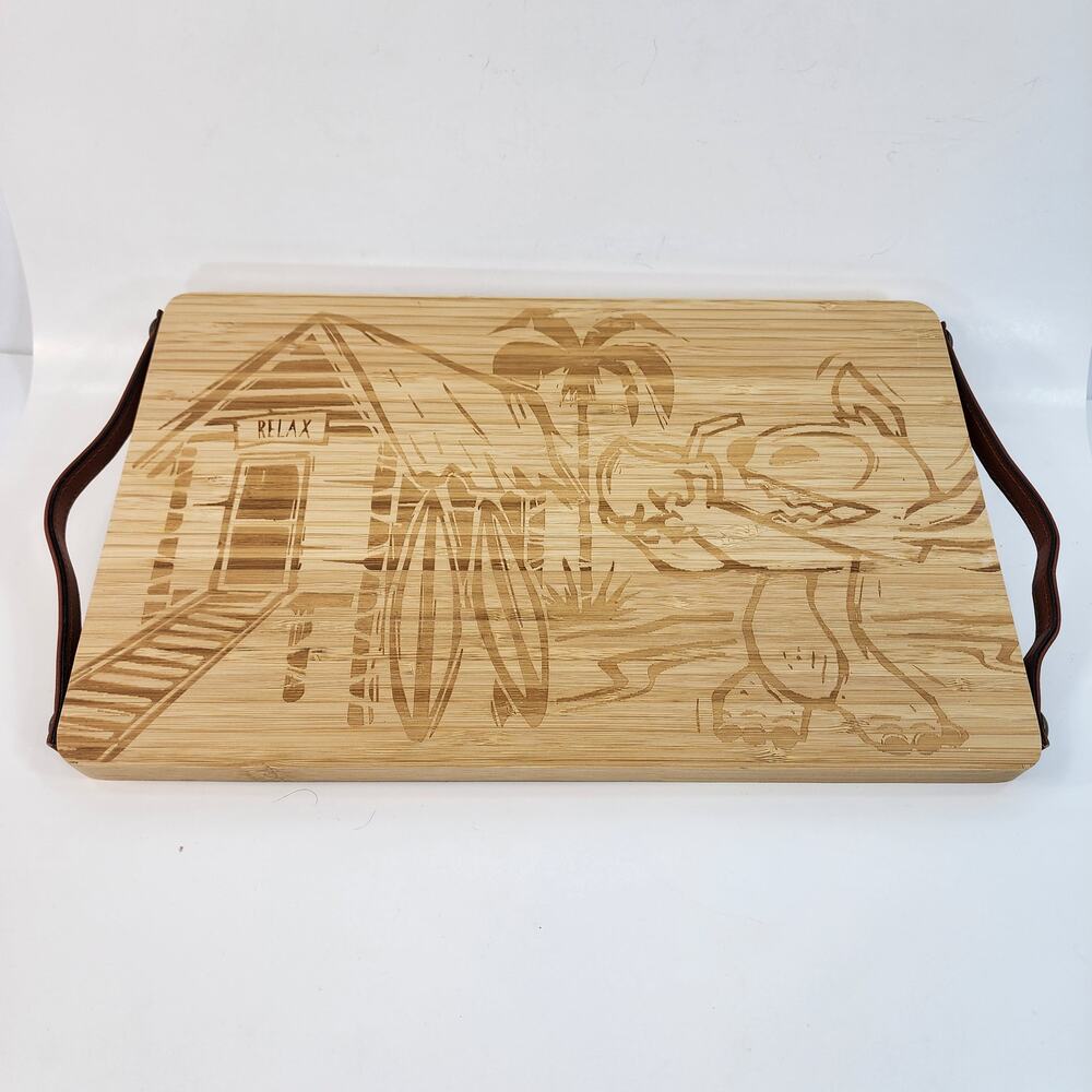 NWT Disney Parks Lilo Stitch Bamboo Serving Board Relax Aulani Leather